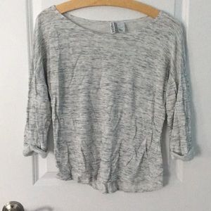 Divided 3/4 Sleeve Sweater with Rolled Up Sleeves